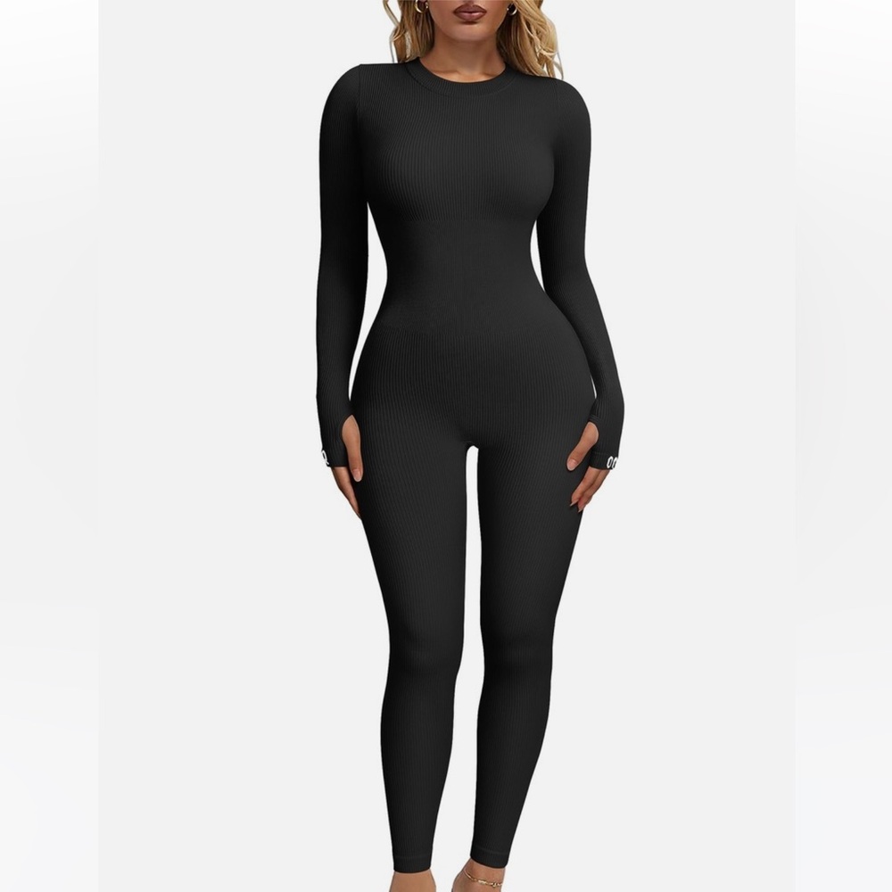 Slim Fit Long Sleeve Black Jumpsuit